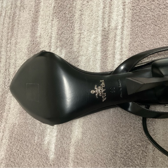 Prada Brushed leather sandals black heels size 38 - Picture 6 of 9